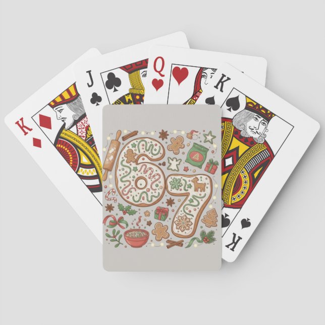 67 Funny 6 7 Six Seven Gingerbread Cookie Holiday Playing Cards (Back)