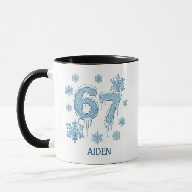 67 Funny 6 7 Six Seven Personalised Christmas Mug (Left)