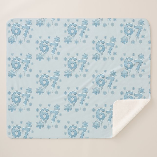 67 Funny 6 7 Six Seven Snowflake Christmas Winter Sherpa Blanket (Front (Horizontal))