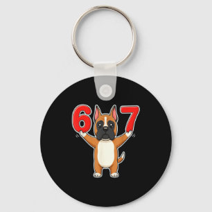 67 Funny Boxer Dog Six Seven 6-7 Meme Gen Z Humor  Key Ring