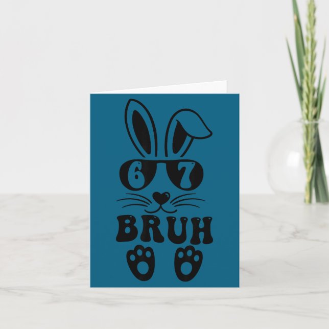 67 funny bruh six seven meme rabbit bunny card (Front)