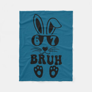 67 funny bruh six seven meme rabbit bunny fleece blanket