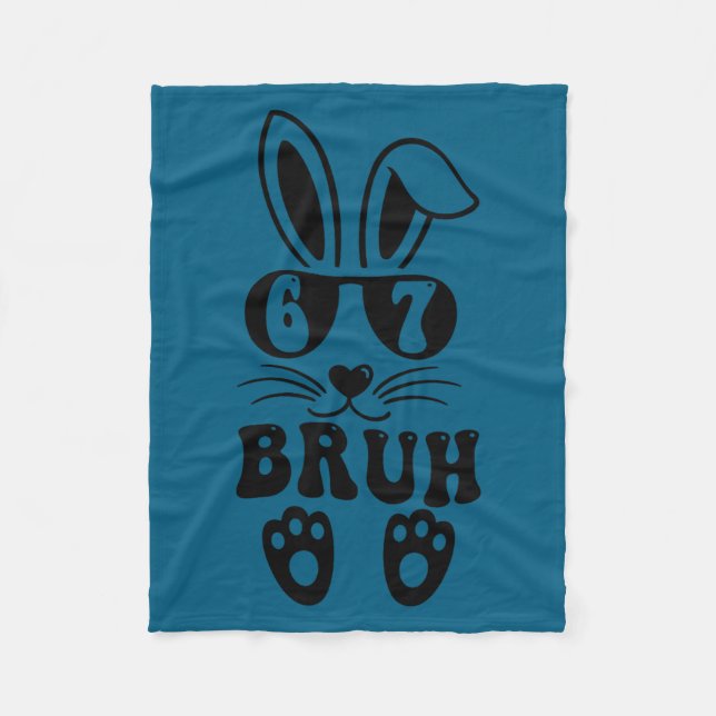 67 funny bruh six seven meme rabbit bunny fleece blanket (Front)