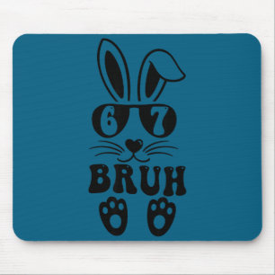 67 funny bruh six seven meme rabbit bunny mouse pad
