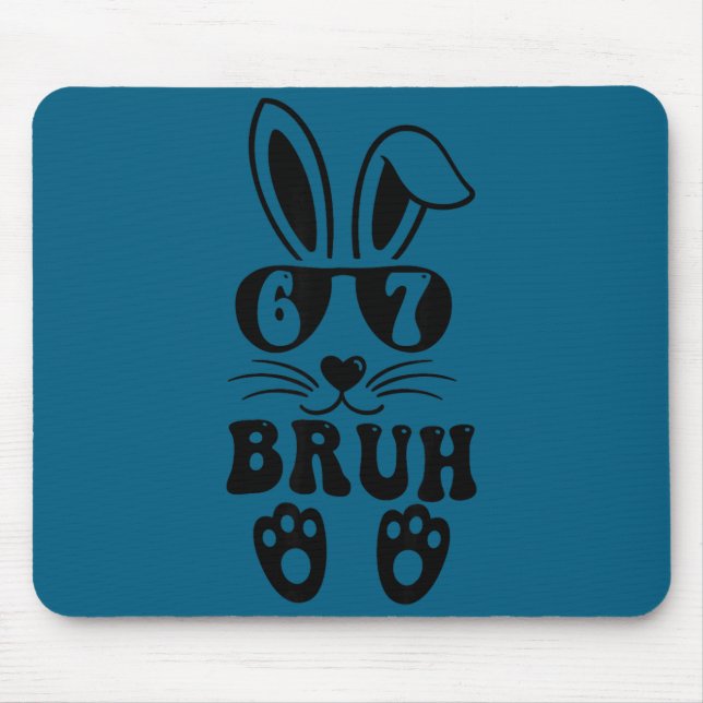 67 funny bruh six seven meme rabbit bunny mouse pad (Front)