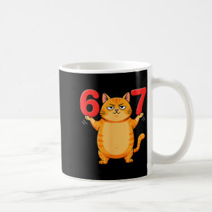 67 Funny Cat Six Seven Meme Gen Z Alpha Humor Anim Coffee Mug