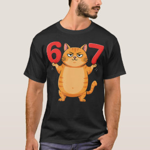 67 Funny Cat Six Seven Meme Gen Z Alpha Humor Anim T-Shirt