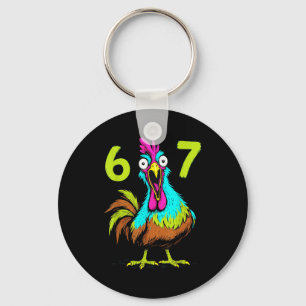 67 Funny Chicken Meme Six Seven Gamer Humor Gifts  Key Ring