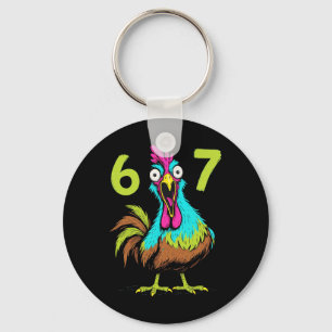 67 Funny Chicken Meme Six Seven Gamer Humour Gifts Key Ring