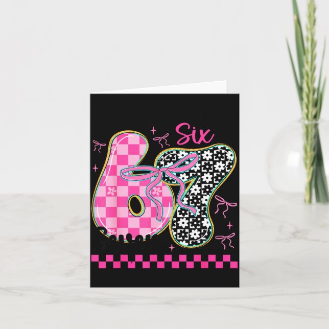 67 Funny Meme Filled With Hearts Six Seven Valenti Card (Front)