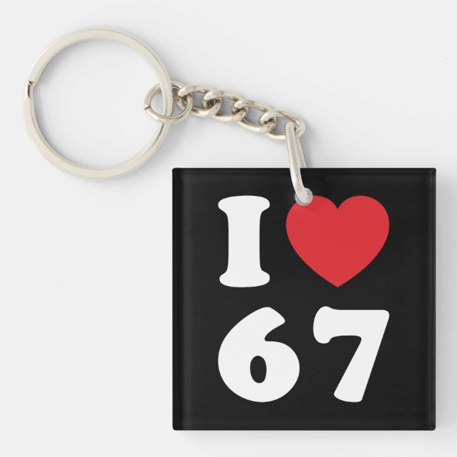 67 Funny Meme I Love Six Seven 67th Birthday Key Ring (Front)