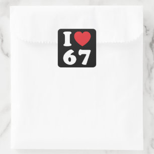 67 Funny Meme I Love Six Seven 67th Birthday Square Sticker