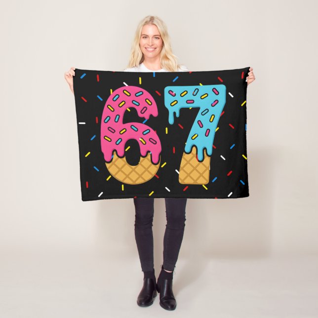 67 Funny Meme Ice Cream Six Seven Gen Alpha Fleece Blanket (In Situ)