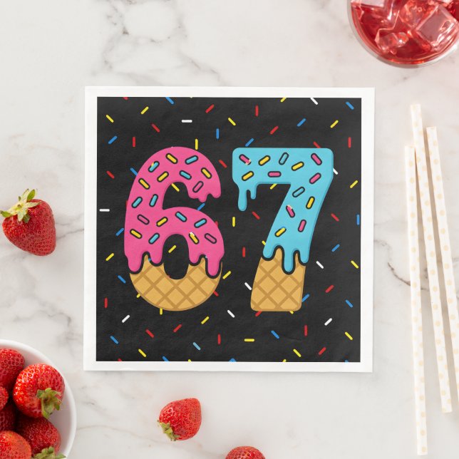 67 Funny Meme Ice Cream Six Seven Gen Alpha Napkin (Insitu)