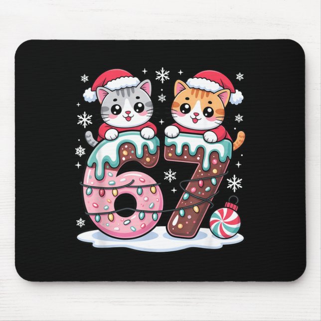 67 Funny Meme Kawaii Cats Christmas Ice Cream Drip Mouse Pad (Front)