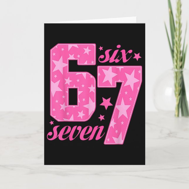67 Funny Meme Pink Girl  Card (Front)