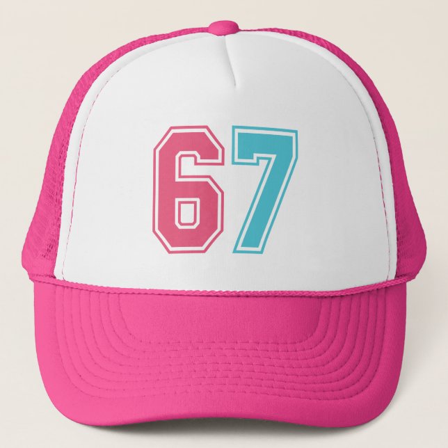 67 Funny Meme Six Seven Gen Alpha Trucker Hat (Front)