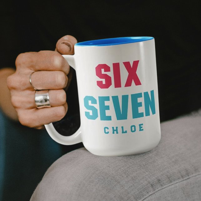 67 Funny Meme Six Seven Gen Alpha Two-Tone Coffee Mug (Creator Uploaded)
