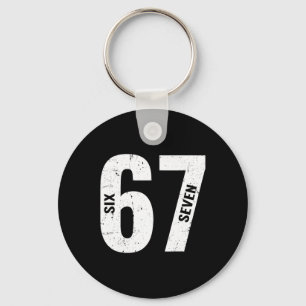 67 Funny Meme Six Seven Retro  Key Ring