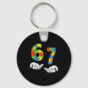 67 funny six seven gen meme autism awareness key ring