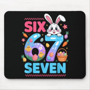 67 funny six seven gen meme cute rabbit bunny mouse pad