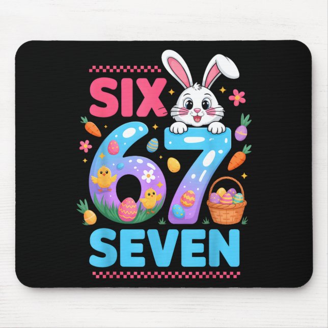 67 funny six seven gen meme cute rabbit bunny mouse pad (Front)