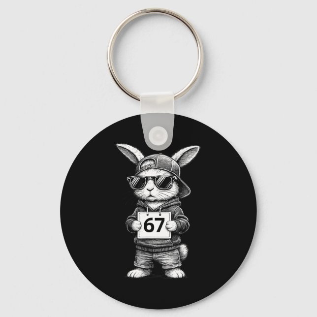 67 Funny Six Seven Gen Meme Rabbit Bunny Sungles E Key Ring (Front)