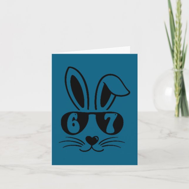 67 funny six seven meme rabbit bunny sunglasses card (Front)