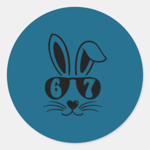 67 funny six seven meme rabbit bunny sunglasses classic round sticker