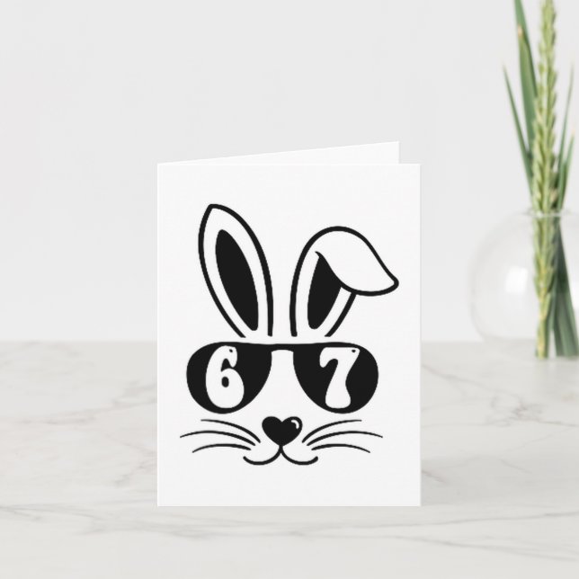 67 Funny Six Seven Meme Rabbit Bunny Sunglasses Ea Card (Front)