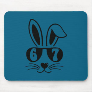 67 funny six seven meme rabbit bunny sunglasses mouse pad
