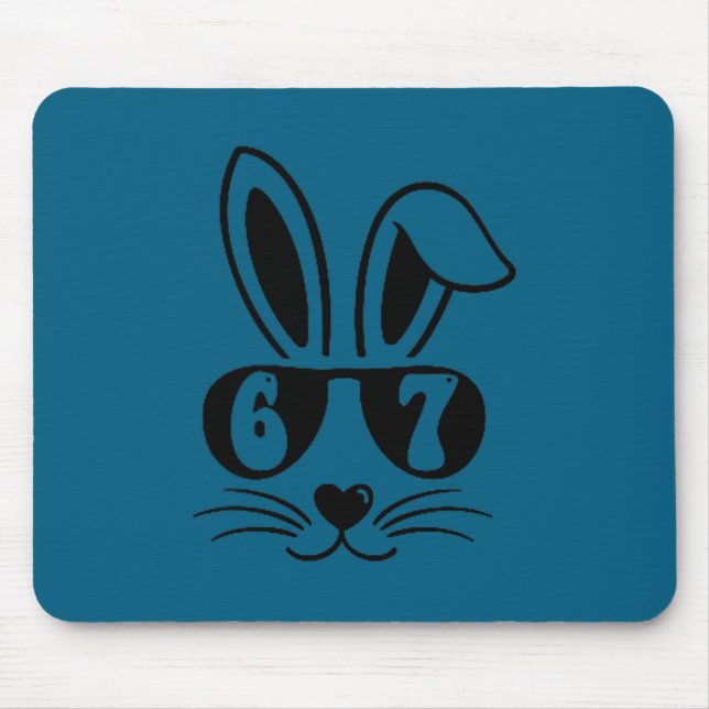 67 funny six seven meme rabbit bunny sunglasses mouse pad (Front)