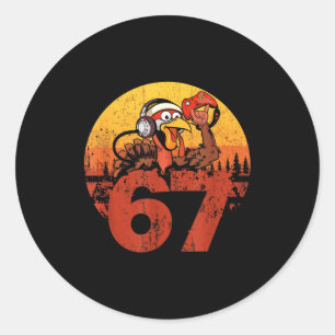 67 Funny Turkey Thanksgiving Gym Fitness Workout S Classic Round Sticker