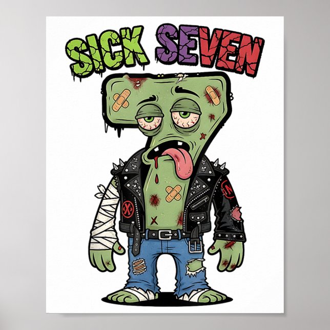 67 Funny Zombie Six Seven Humor Meme Brainrot Sick Poster (Front)