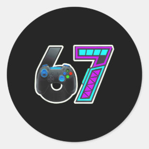 67 Gamer Console Controller Design Classic Round Sticker
