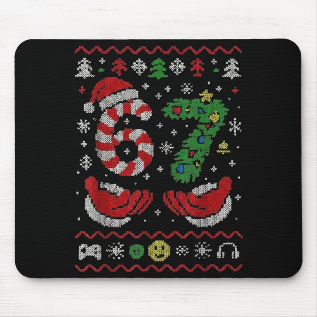 67 Gen Alpha Meme Ugly Christmas 6 7 Family Matchi Mouse Pad (Front)