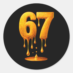 67 Gold Drip Six Seven Funny Meme  Classic Round Sticker