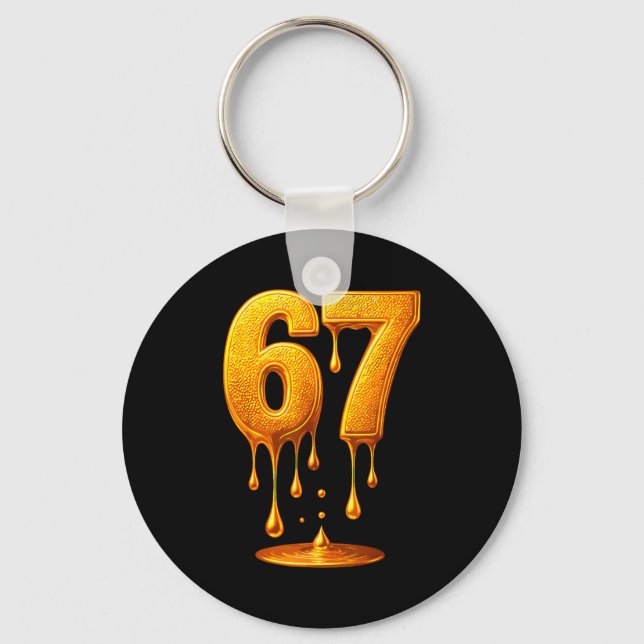 67 Gold Drip Six Seven Funny Meme  Key Ring (Front)
