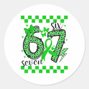 67 Green Ribbon Lymphedema Scoliosis Liver Cancer  Classic Round Sticker