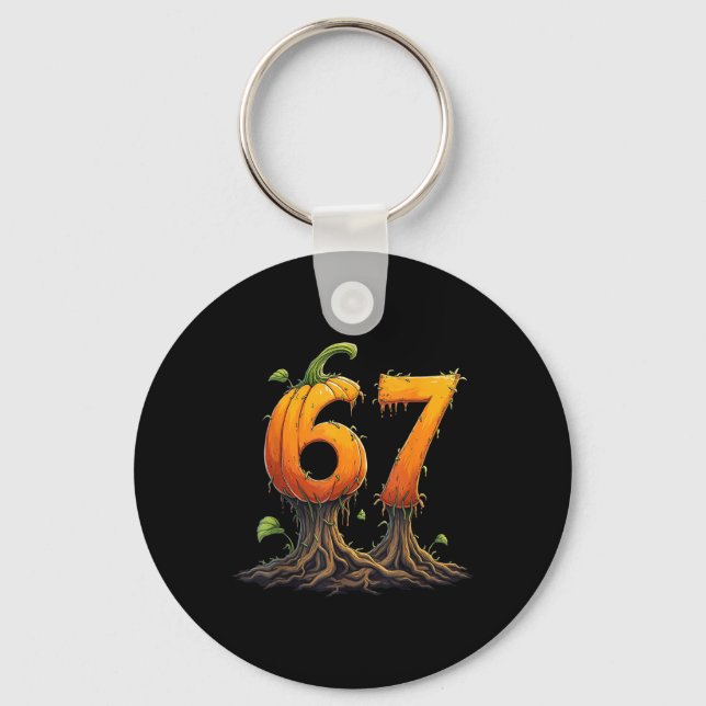 67 Halloween Brainrot Meme 6 7 Numbers Six Seven P Key Ring (Front)