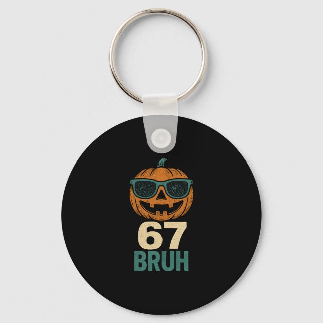 67 Halloween Bruh Pumpkin 6-7 Meme Gen Alpha Slang Key Ring (Front)