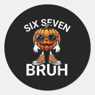 67 Halloween Funny Six Seven Meme Brainrot Pumpkin Classic Round Sticker
