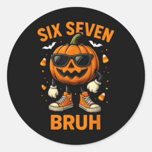 67 Halloween Funny Six Seven Meme Brainrot Pumpkin Classic Round Sticker