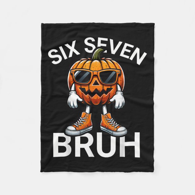 67 Halloween Funny Six Seven Meme Brainrot Pumpkin Fleece Blanket (Front)