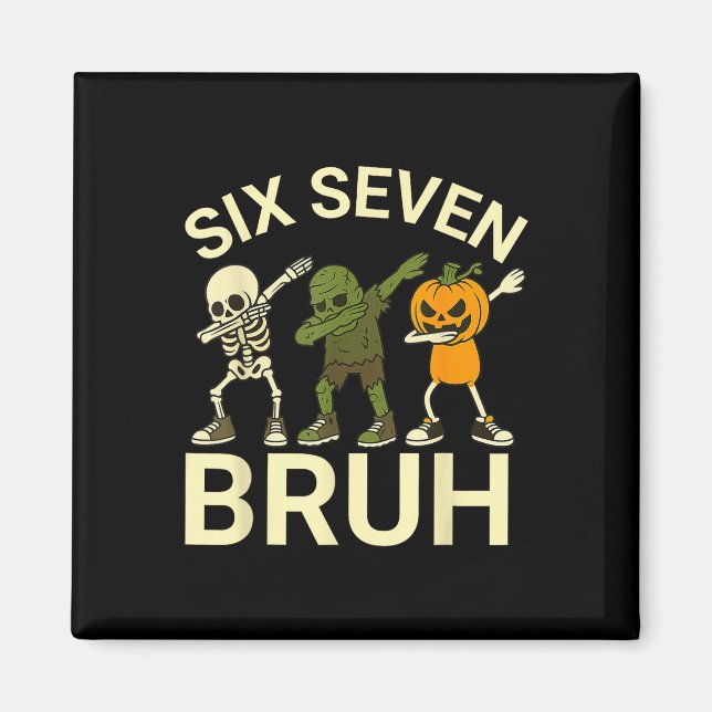 67 Halloween Funny Six Seven Meme Brainrot Pumpkin Magnet (Front)
