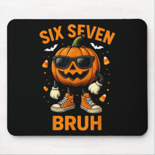 67 Halloween Funny Six Seven Meme Brainrot Pumpkin Mouse Pad