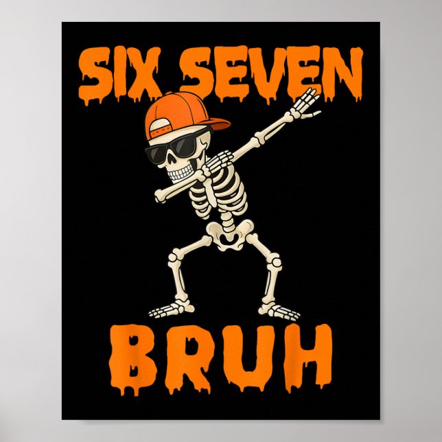 67 Halloween Funny Six Seven Meme Brainrot Pumpkin Poster (Front)