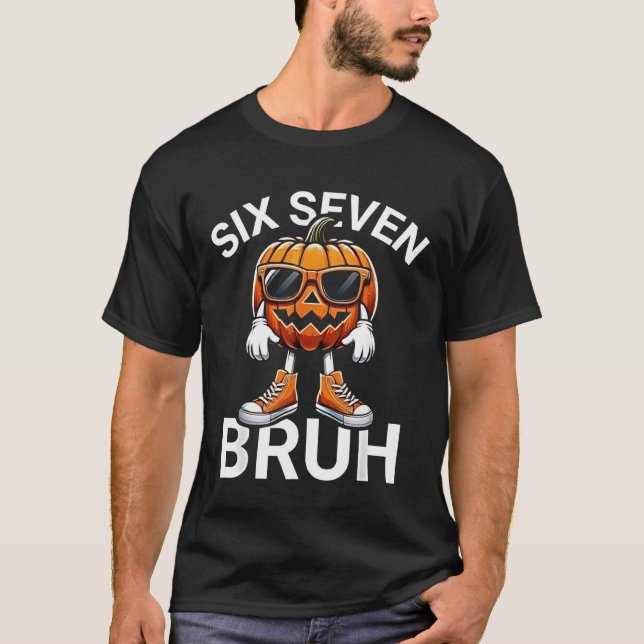 67 Halloween Funny Six Seven Meme Brainrot Pumpkin T-Shirt (Front)
