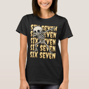 67 Halloween Funny Six Seven Meme Brainrot Skeleto T-Shirt
