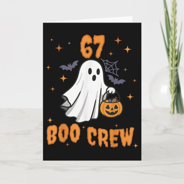 67 Halloween Ghost Boo Crew Matching Funny Brainro Card (Front)